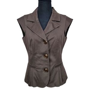 Etcetera Y2K Pinstripe Sleeveless Vest Size 8 Brown Dark Romantic Academia